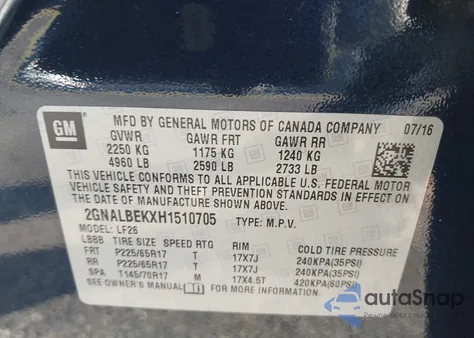 2017 Chevrolet Equinox Ls from USA, damaged, VIN 2GNALBEKXH1510705